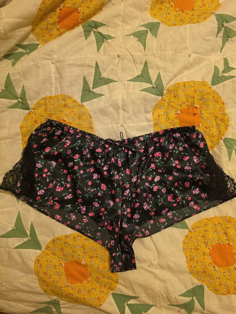 VS Floral Satin Lingerie Booty Shorts Tumblr Girl Tumblrcore Soft Grunge
